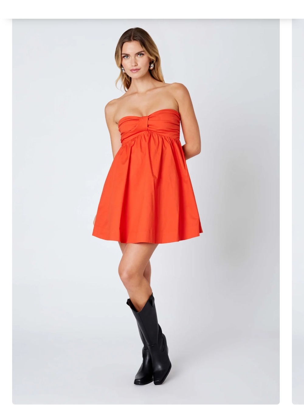 COTTON CANDY LA - strapless orange Babydoll Mini Dress
